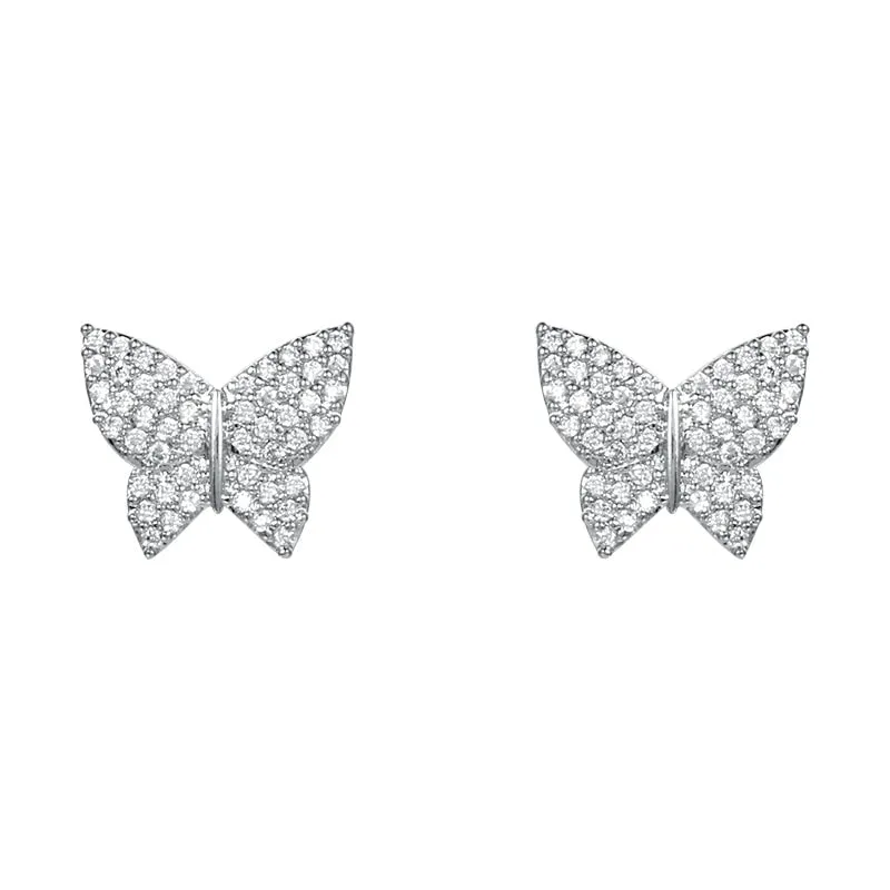 Leaf Cubic Crystal Stud Earrings