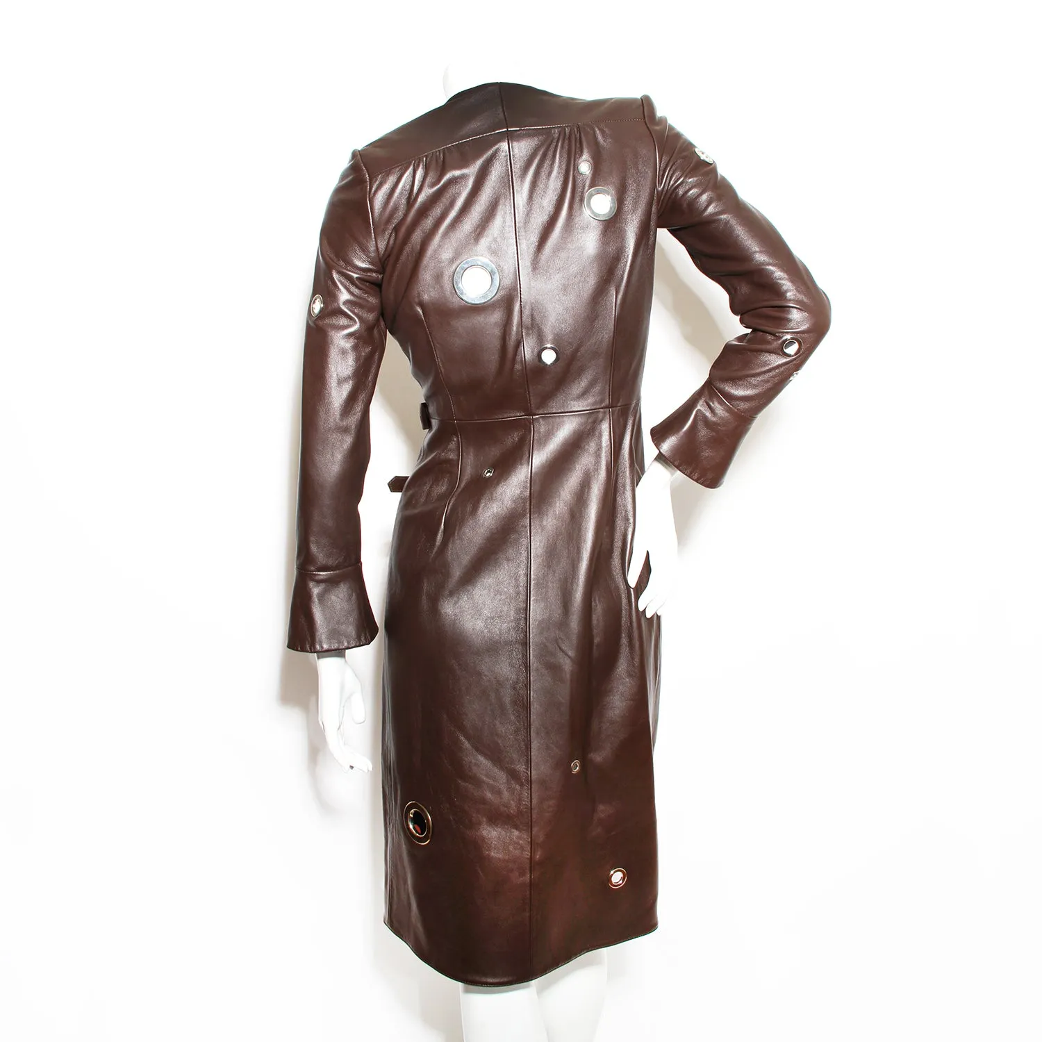 Leather Grommet Wrap Coat