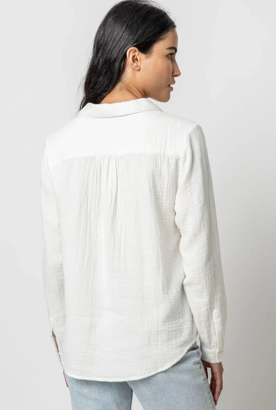 Lilla P Signature Gauze Button Down Shirt