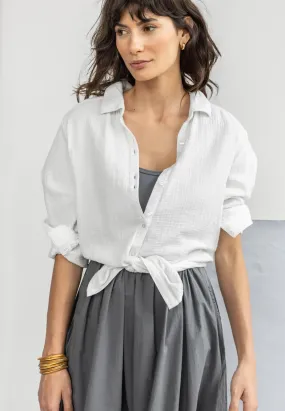 Lilla P Signature Gauze Button Down Shirt