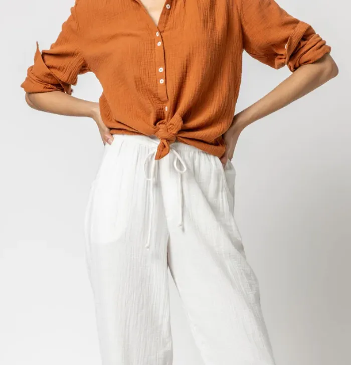 Lilla P Signature Gauze Button Down Shirt