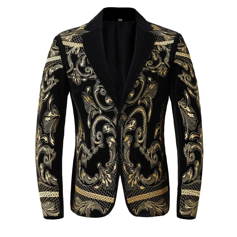 Luxury Embroidery Cardigan Blazer Jacket Men's Shawl Lapel Slim Fit Striped Suit Jacktes Party Prom Wedding