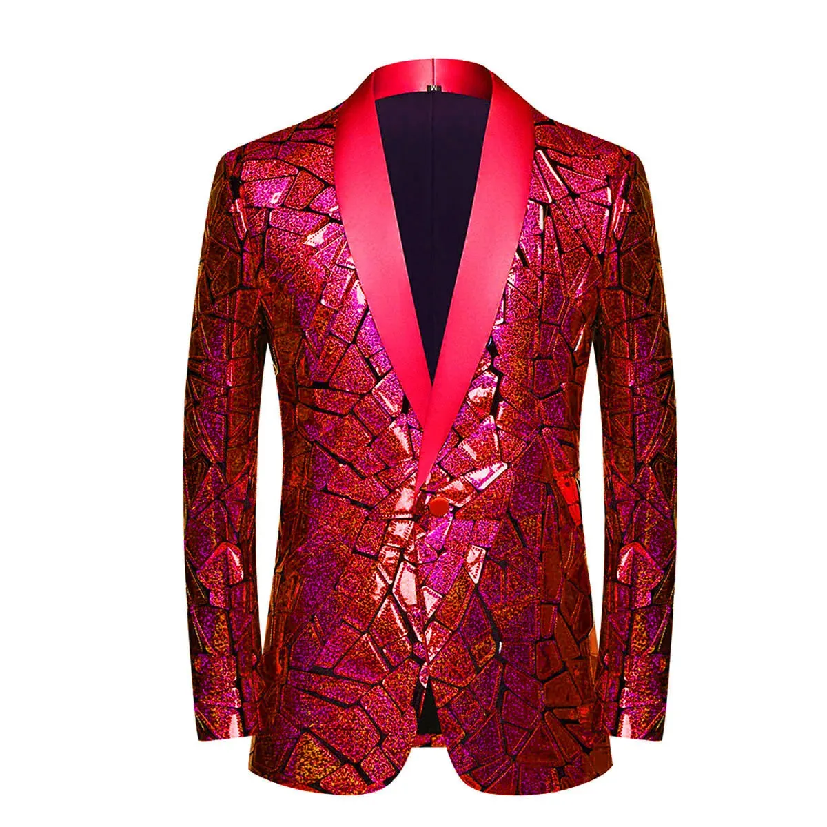 Luxury Wave Striped Gold Sequin Blazer Jackets Men's Shawl Lapel One Button Shiny Party Wedding Suits Jackets Tuxedo Blazer