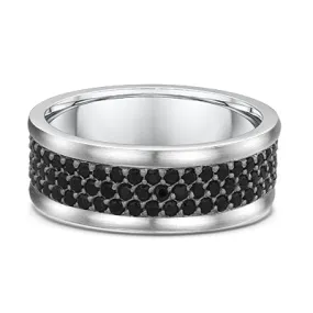 Men's 14k Triple Row Black Diamond Wedding Band