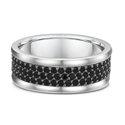 Men's 14k Triple Row Black Diamond Wedding Band