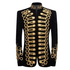 Men's Court Prince Uniform Gold Embroidered Suit Jacket Double Breasted Wedding Party Prom Suit Stag blazers