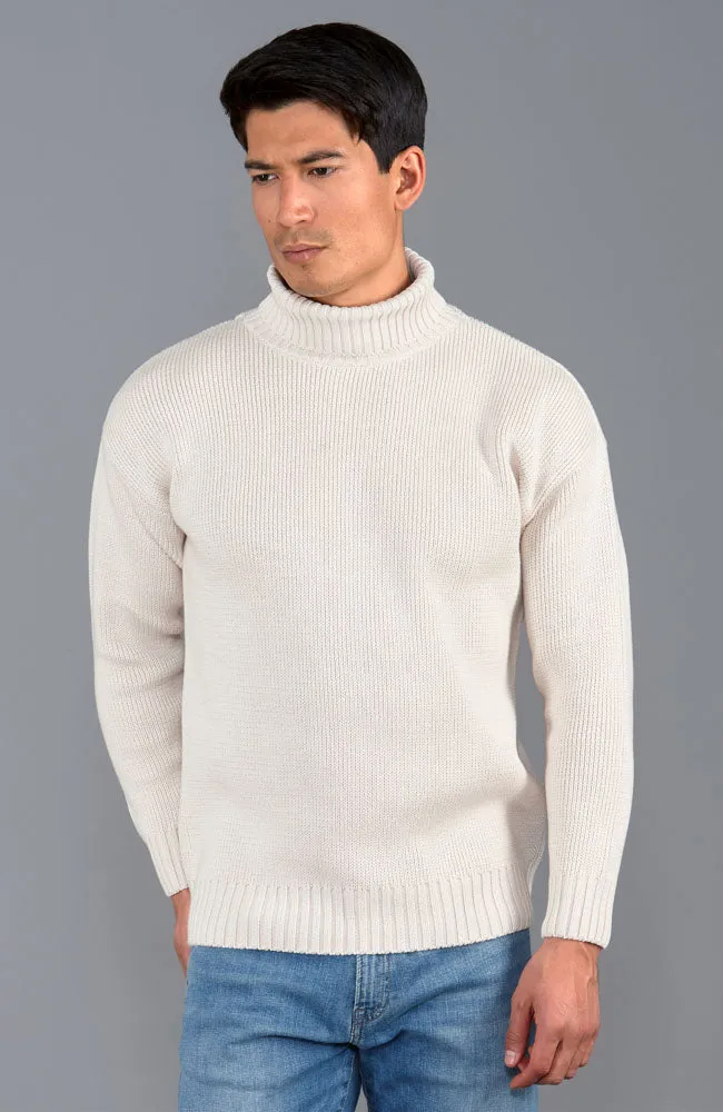 Mens Heavyweight Cotton Submariner Roll Neck Jumper