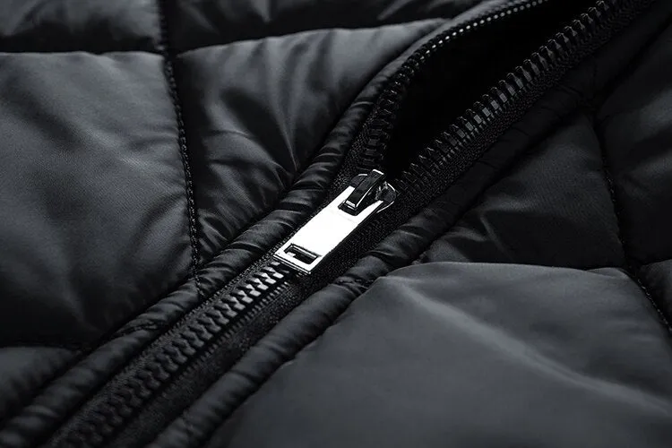 Men's  Parkas Solid Color Stand Collar Diamond Lattice Zipper Jackets Autumn Winter Warm Coats Clothing