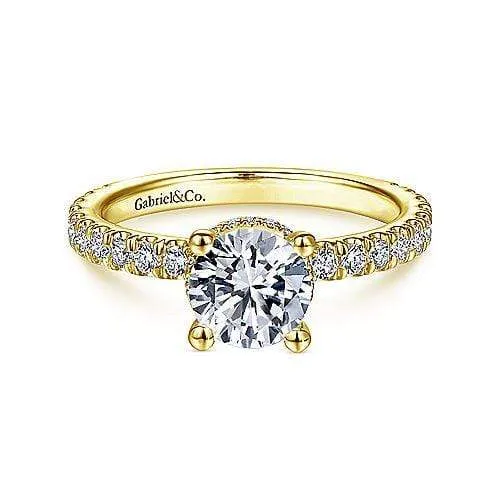 Mounting Only, Yellow Gold Halo Engagement Ring