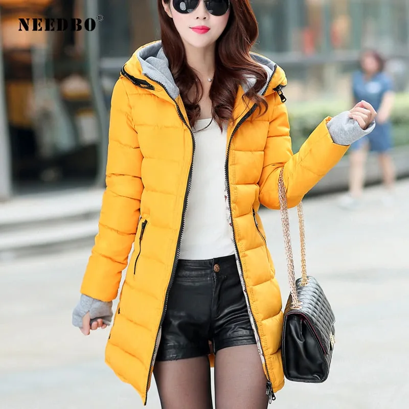 NEEDBO Long Winter Jacket Women Parka Pultra Light Coat Winter Hooded Oversize Winter Autumn Warm Puffer jacket Coat Lady Jacket