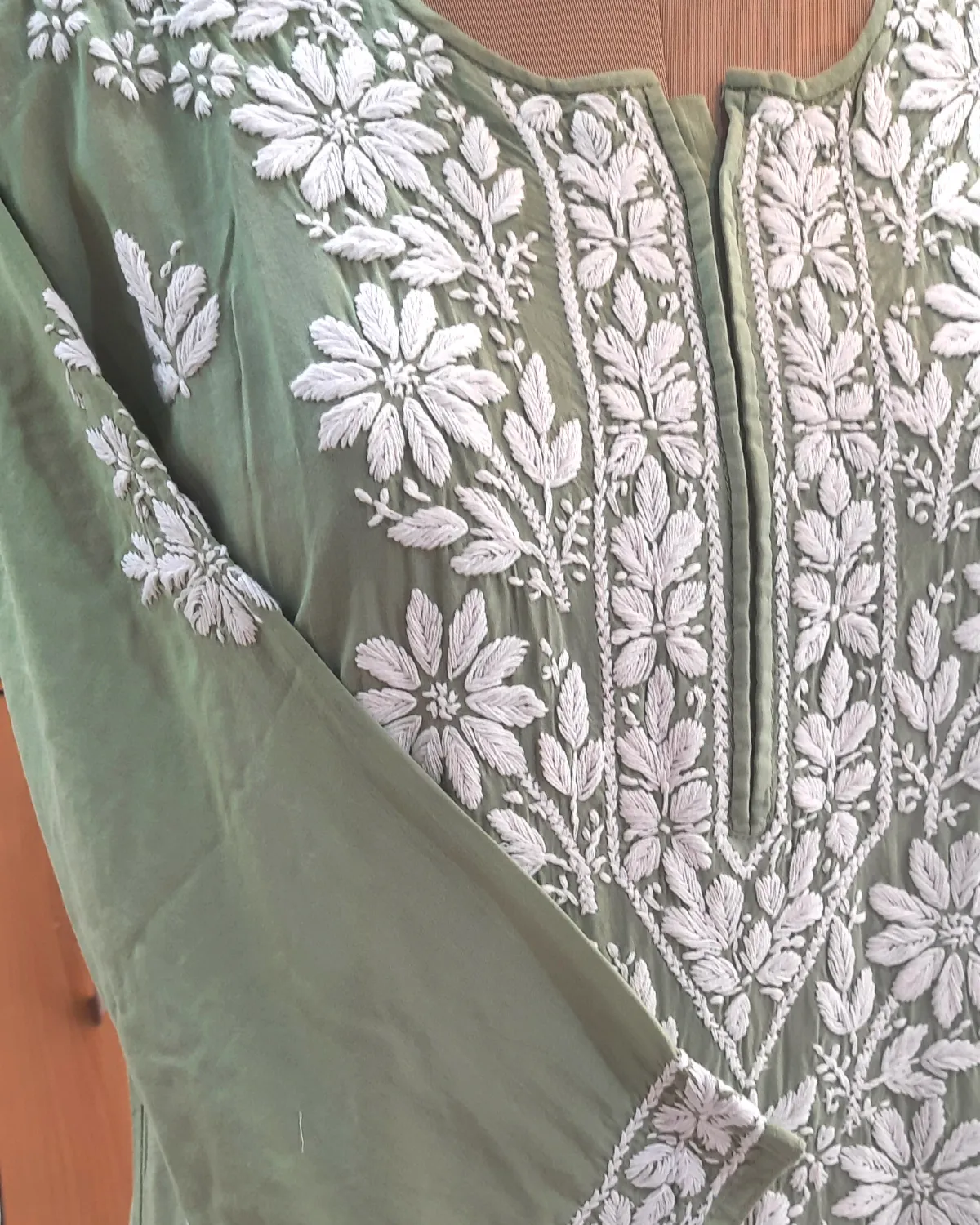 Olive Green Chikankari Kurta