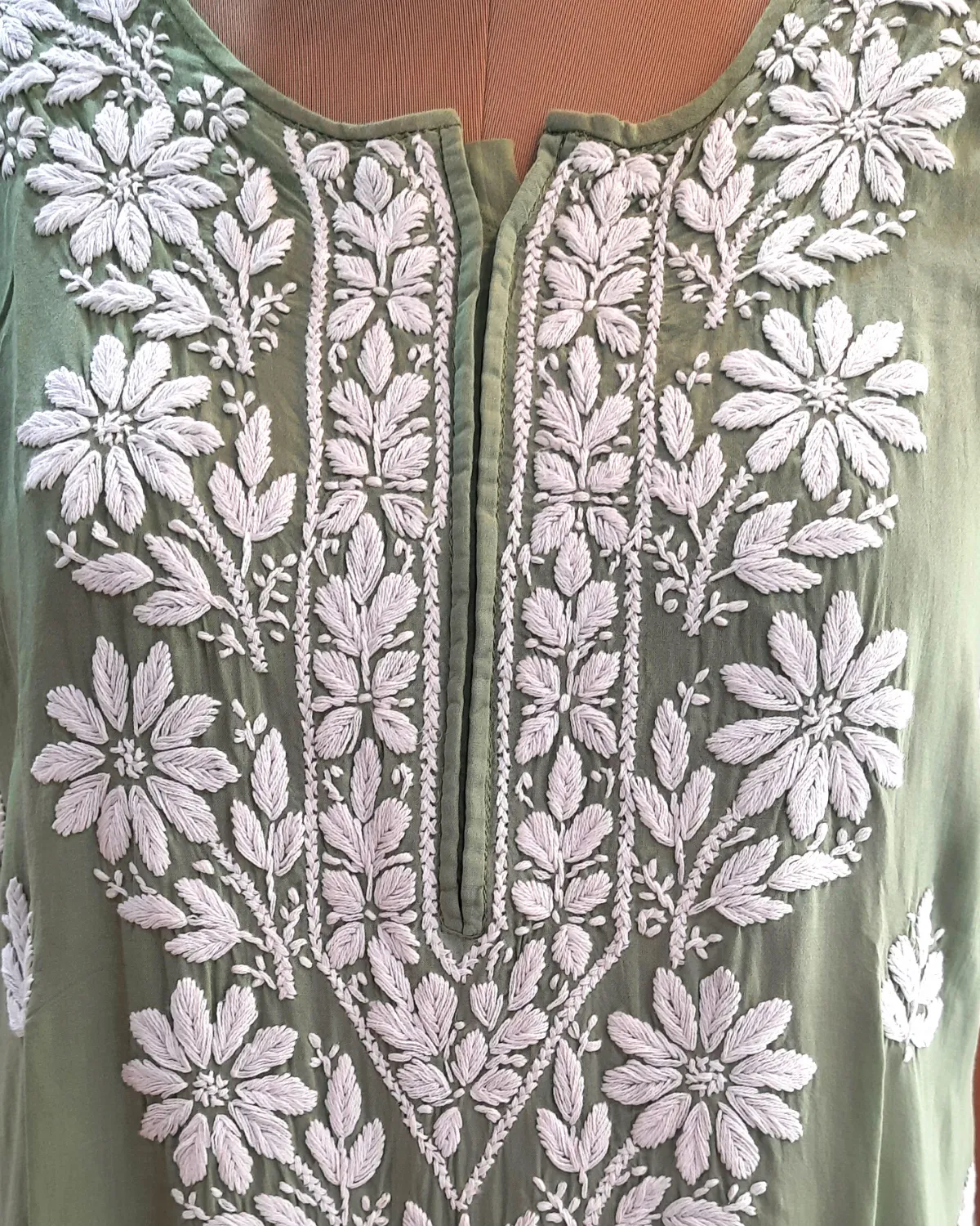 Olive Green Chikankari Kurta