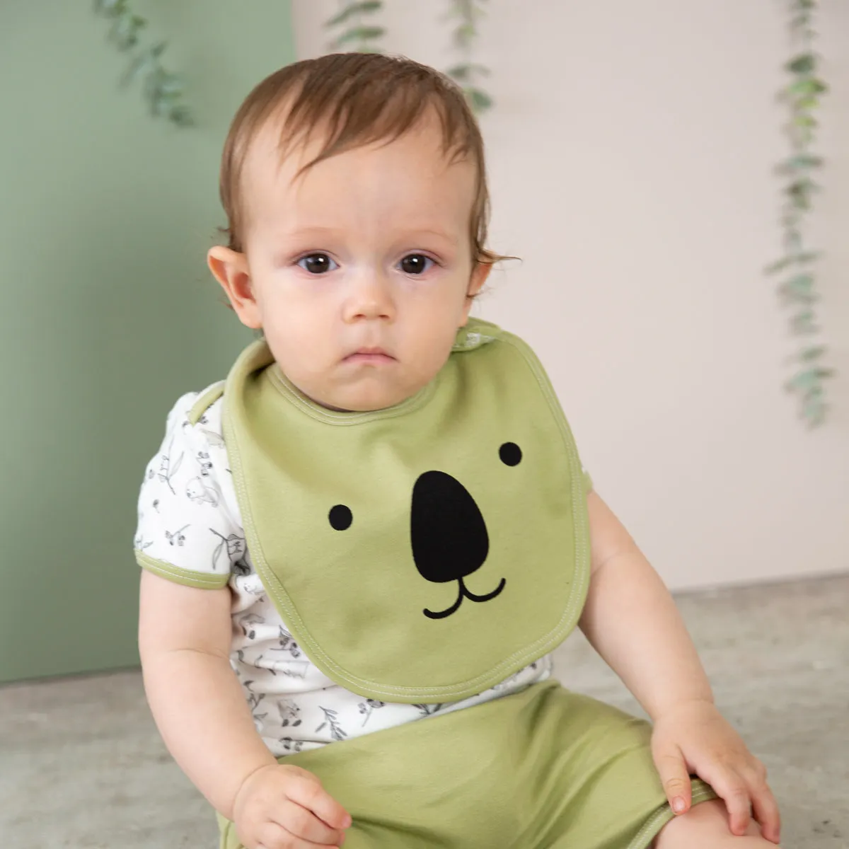 Organic Cotton Koala Bib - Green