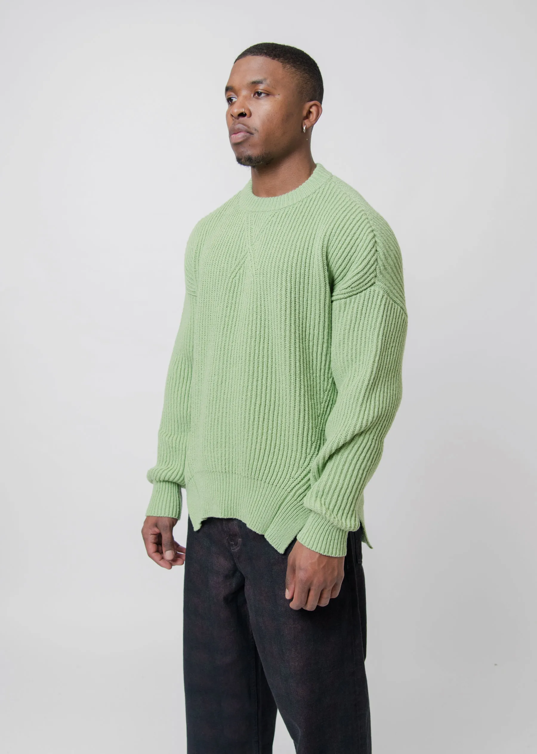 Oversized Knit Sweater Green J22GP0113