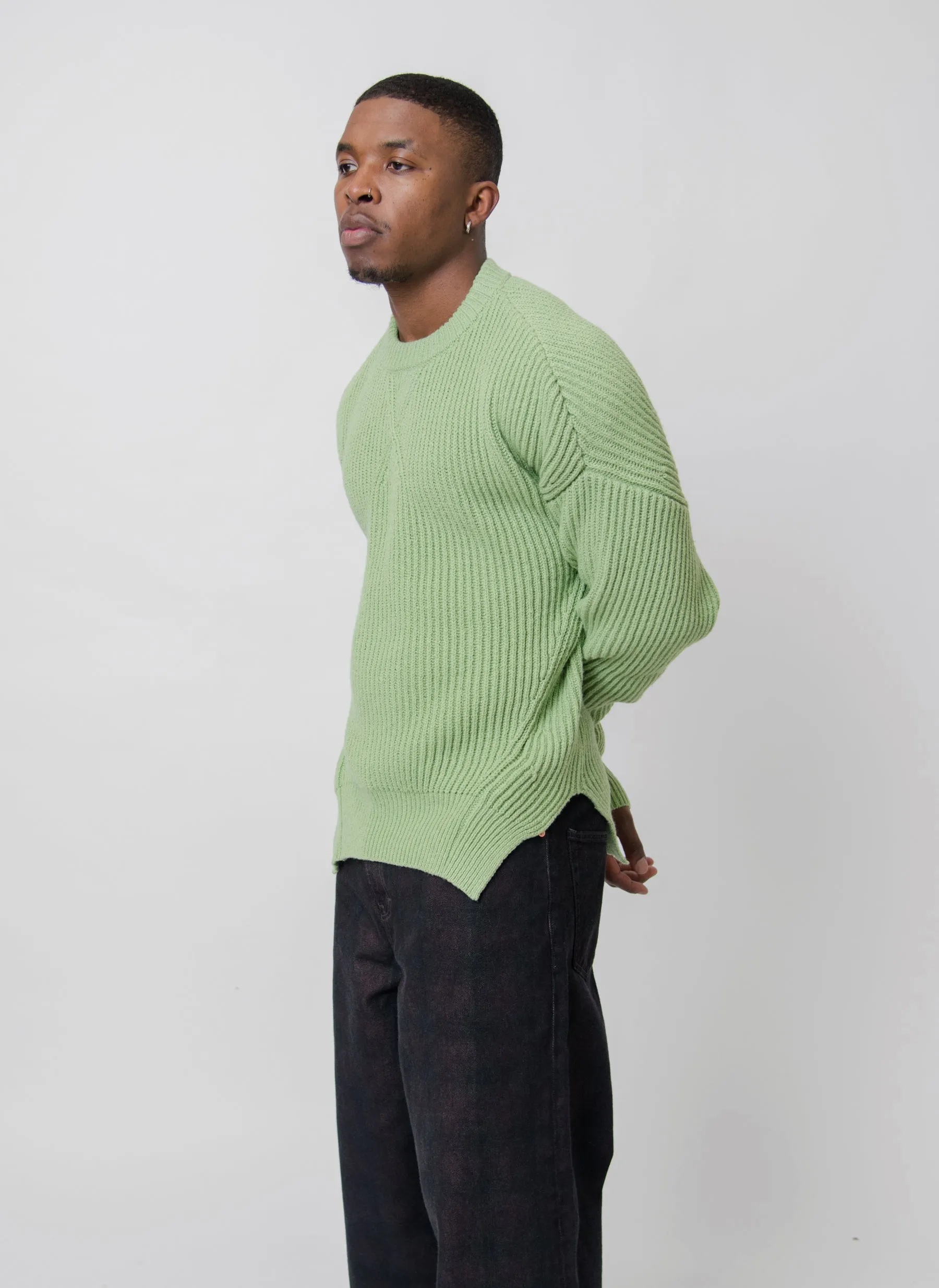 Oversized Knit Sweater Green J22GP0113