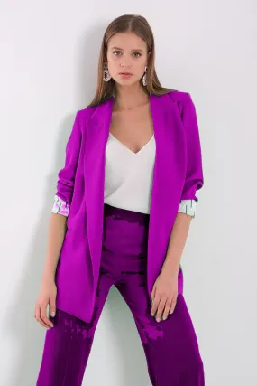 Oversized Premium Quality Crepe Blazer - Magenta