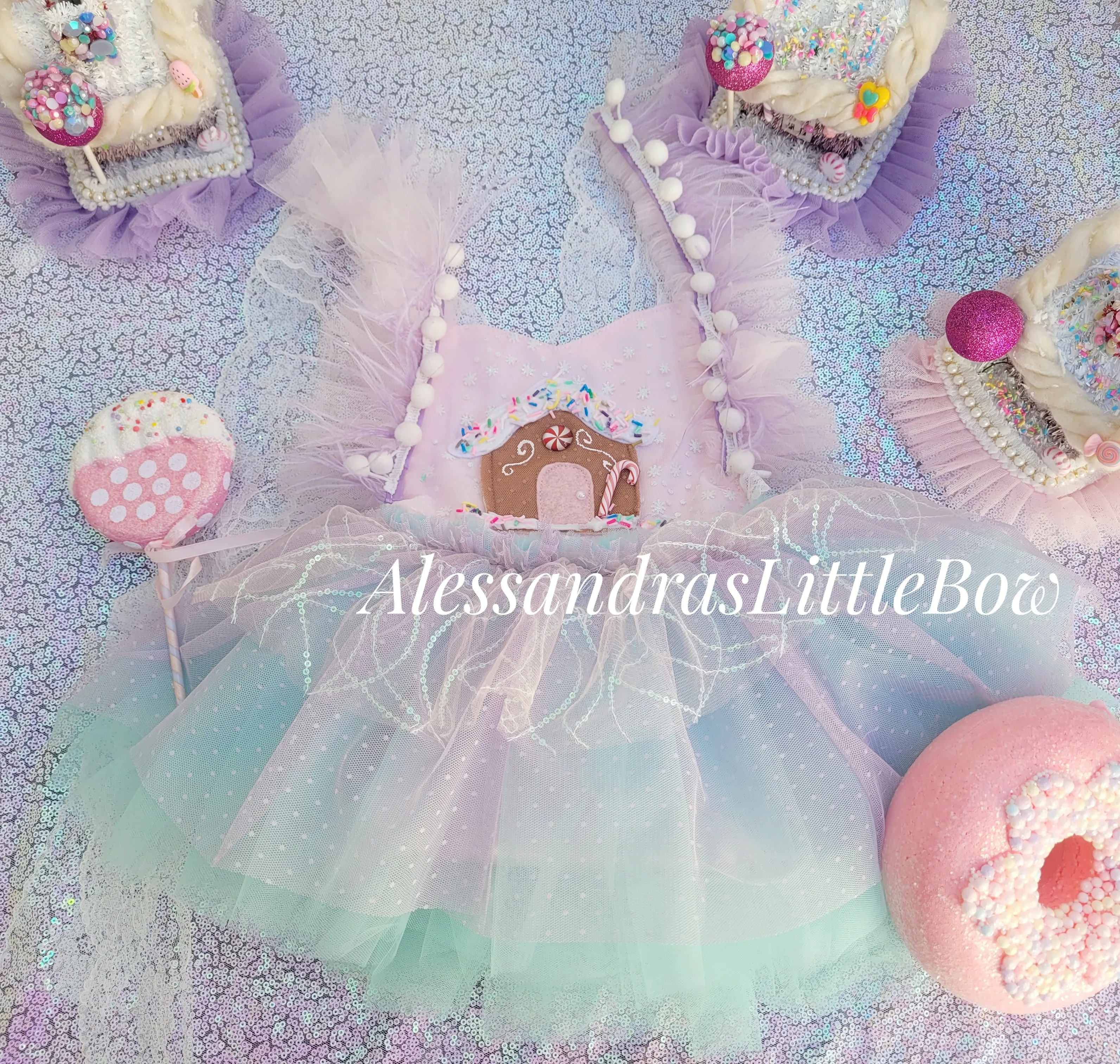 Pastel Gingerbread House Whimsical Romper