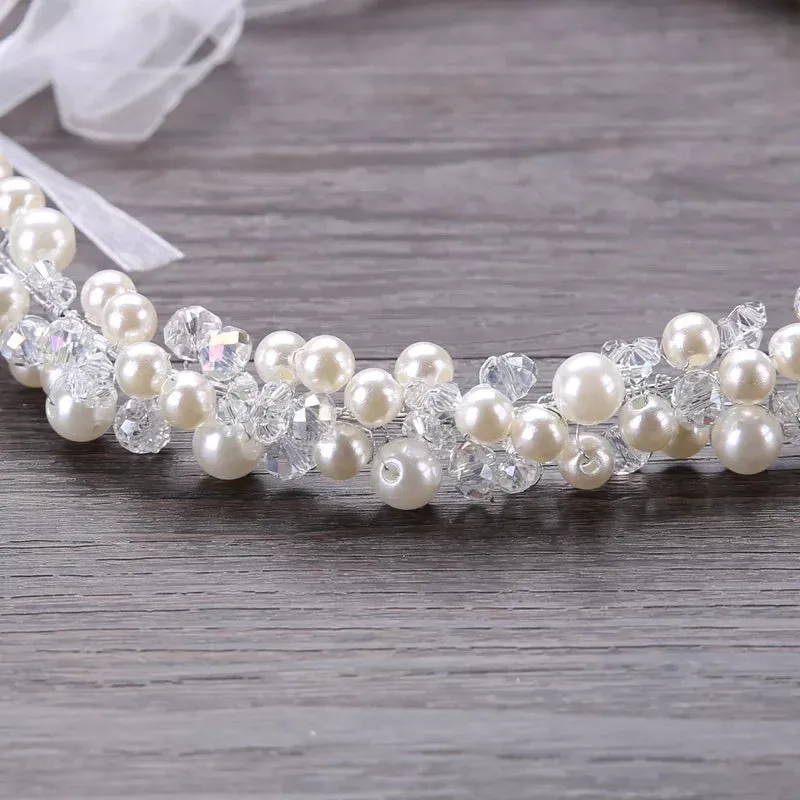 Pearl and crystal beaded headpice - pre order