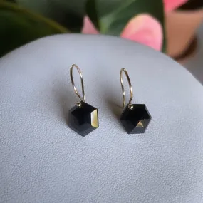 Petite black spinel Hexagon  Earrings