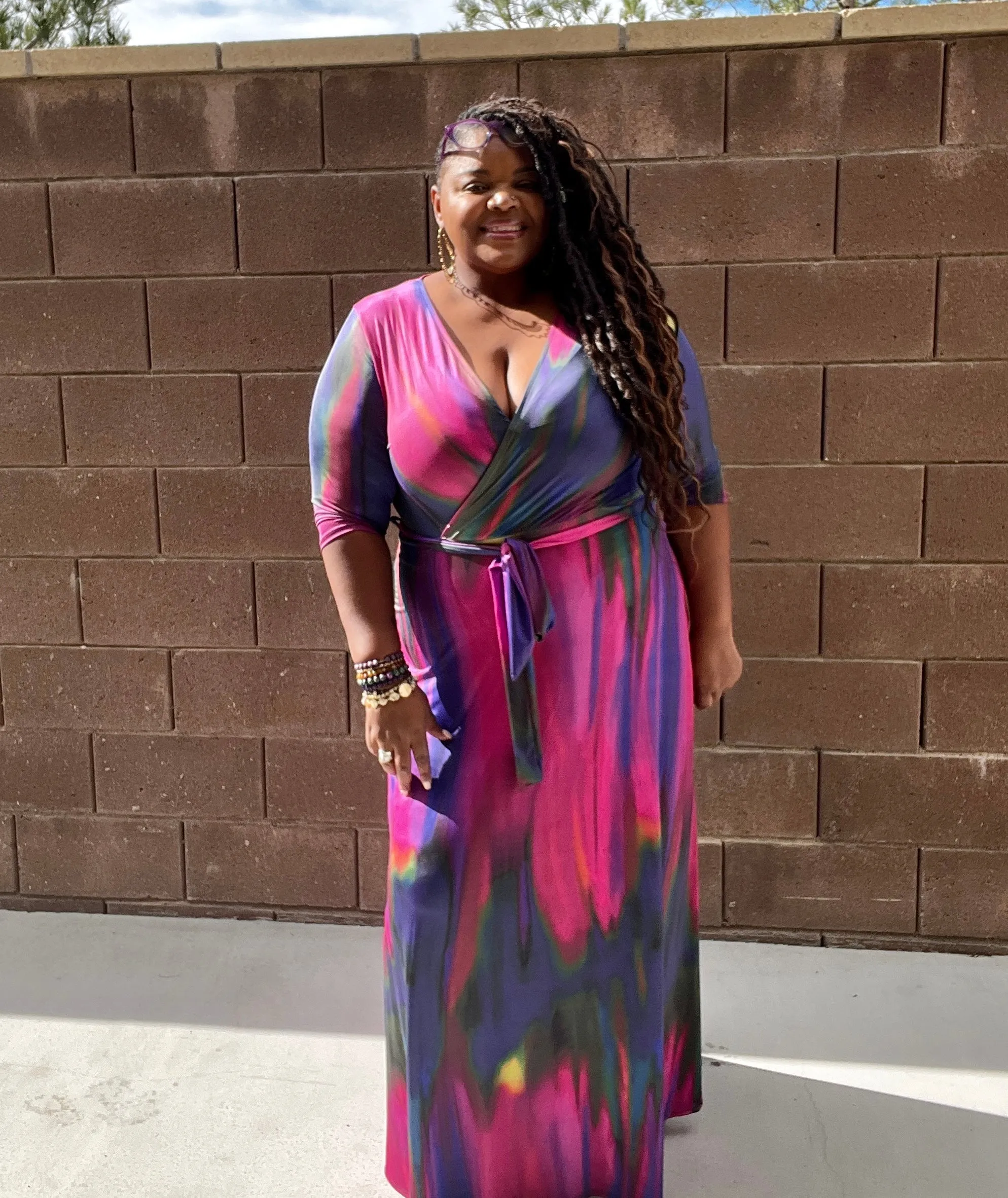 Plus Size Vibrant Purple Faux Wrap Maxi Dress