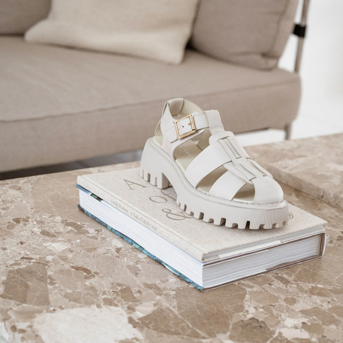 Posey sandal læder - OFF WHITE