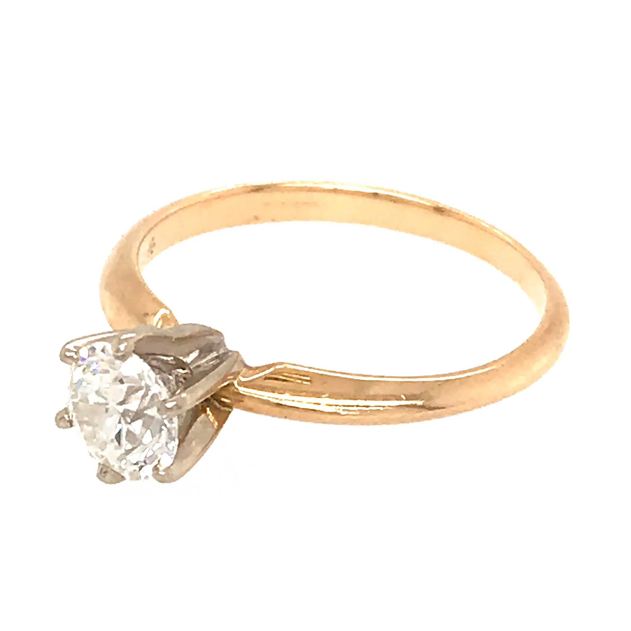 Pretty 14k Yellow Gold Diamond Solitaire Engagement Ring Size 5.25