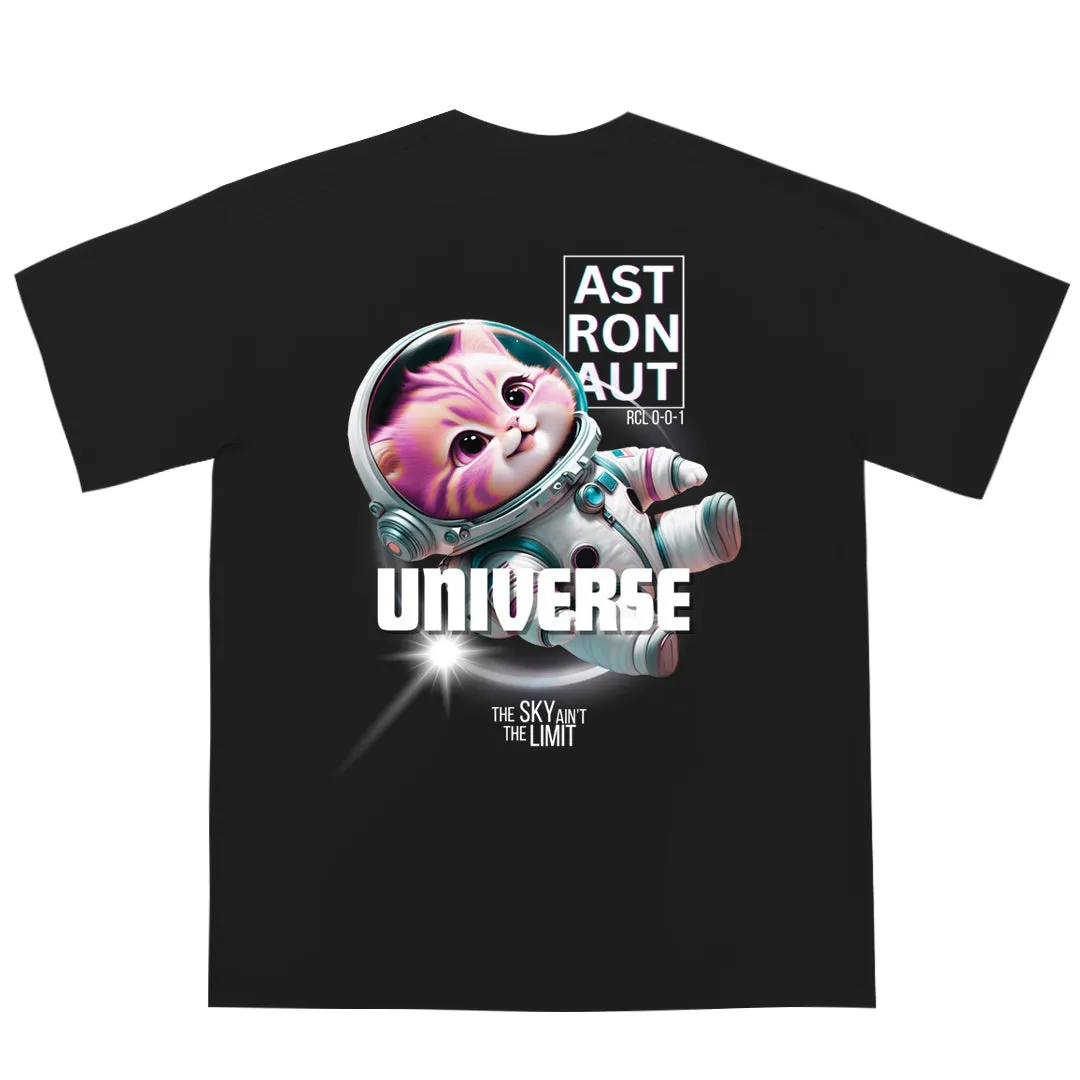 "UNIVERSE CAT" Drop-Shoulder Oversized Tee - 2027