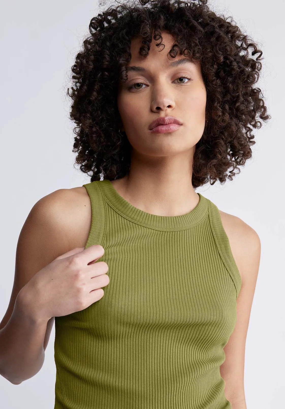 Regine Women’s Ribbed Tank Top in Olive - KT0119P