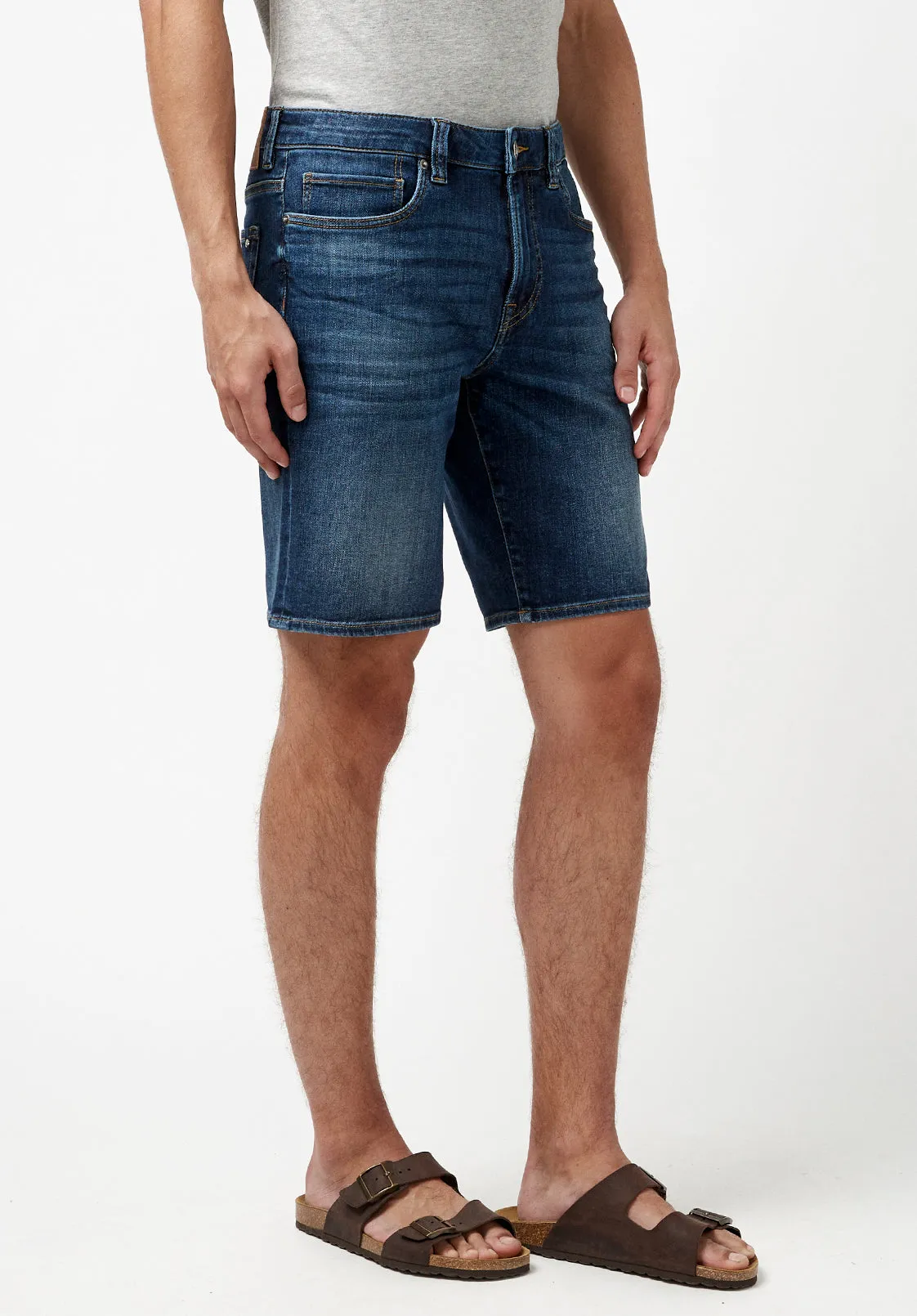 Relaxed Straight Dean Men's Super Stretch Shorts in Veined and Crinkled Blue - BM22851