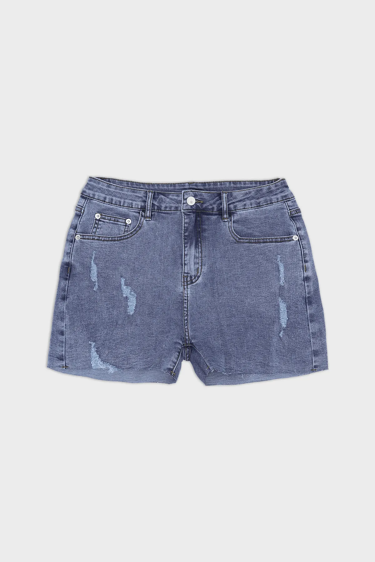 Rockstar Raw Cut 2.5" Denim Short Shorts - Washed Blue