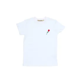 Rose embroided white t-shirt “ROSE TEE”