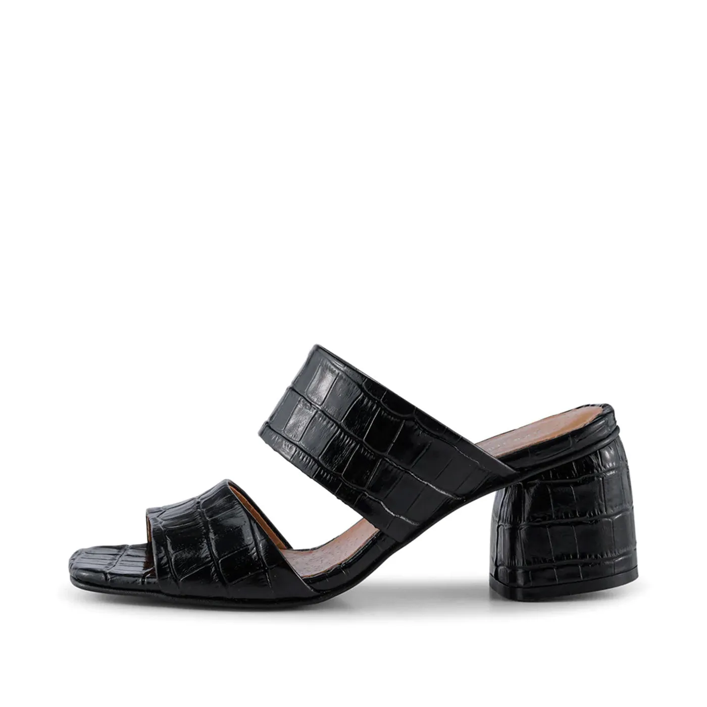 Runa mule læder - BLACK CROCO