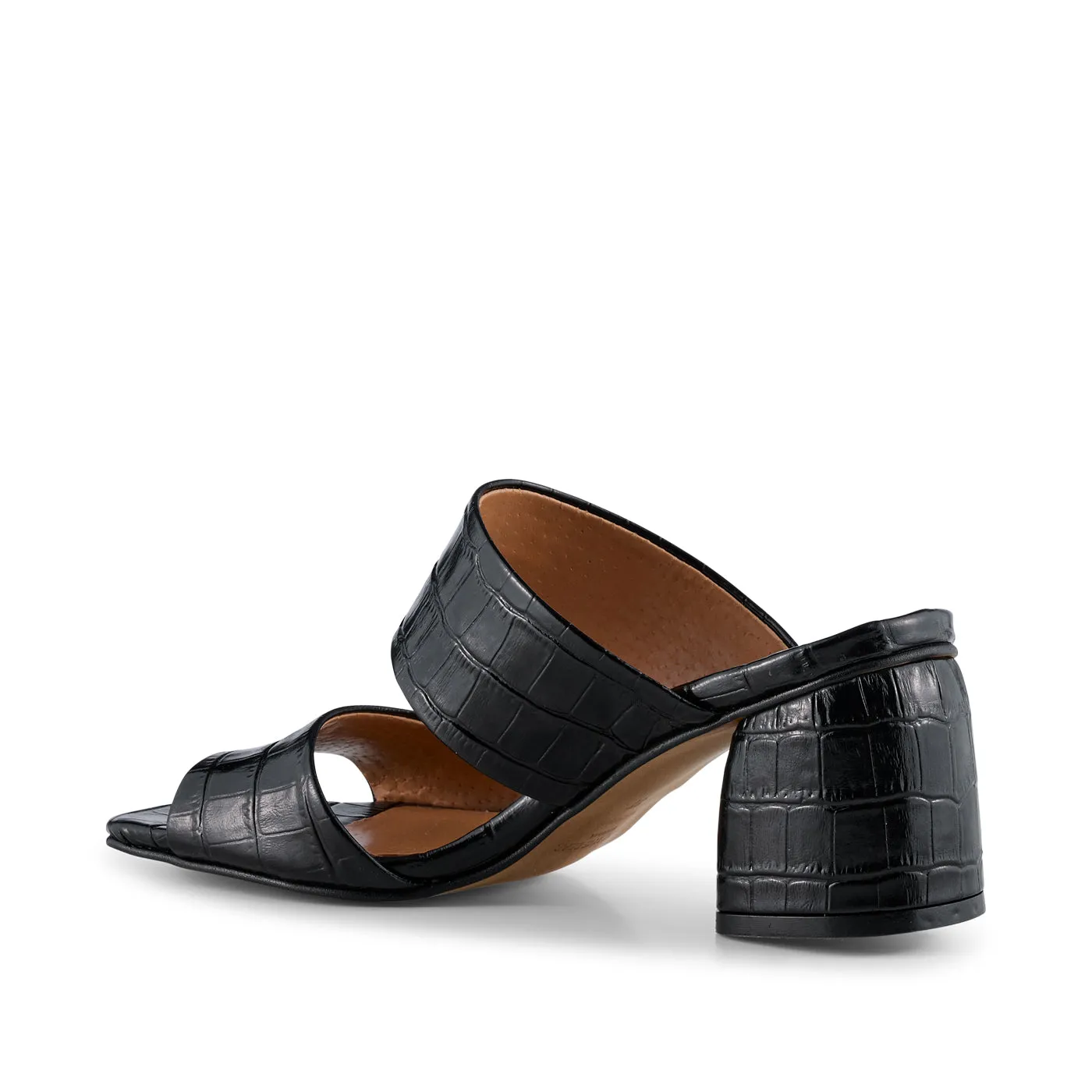 Runa mule læder - BLACK CROCO