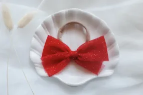 Sparkly Cherry Tulle Bow - Clip