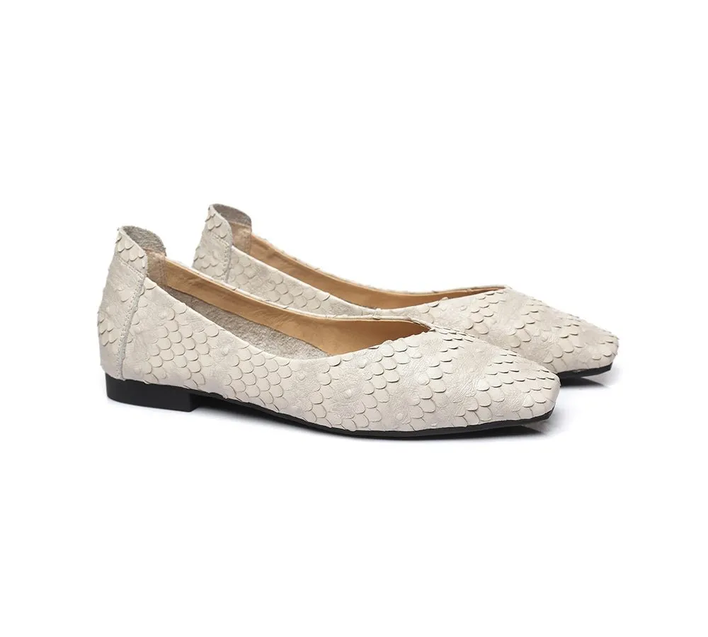 Square Toe Leather Ballet Flat Women Serena