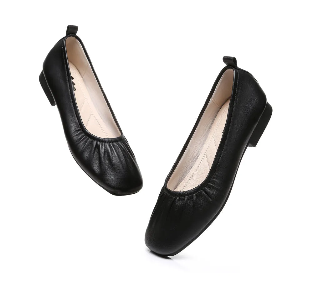 Square Toe Leather Ballet Flats Women Devora