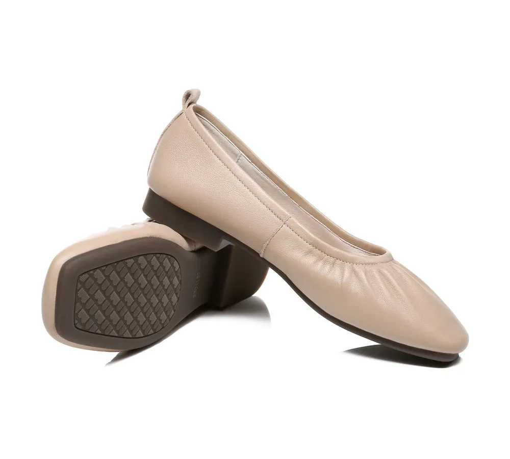 Square Toe Leather Ballet Flats Women Devora