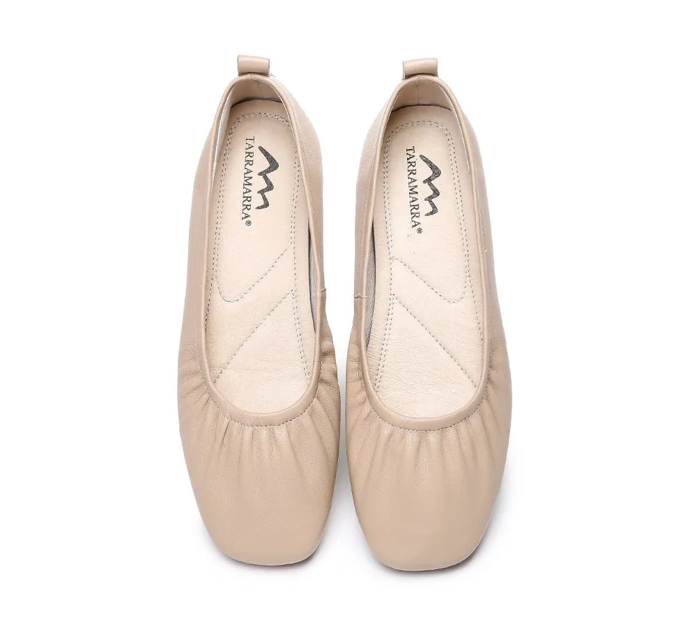 Square Toe Leather Ballet Flats Women Devora