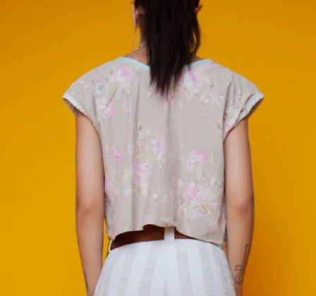 Tan Floral Crop-Top