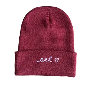 The Kid's Chainstitch Beanie - Maroon