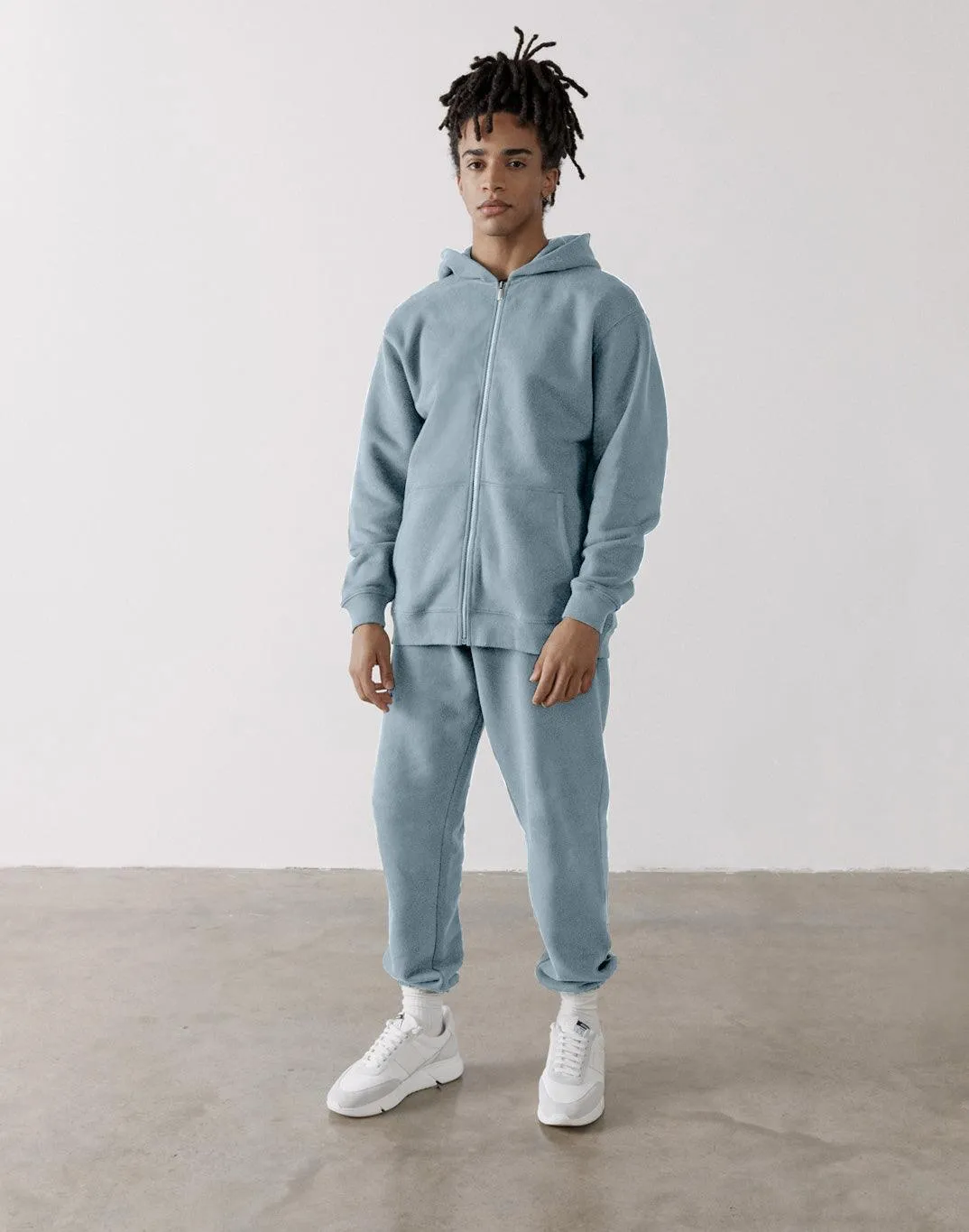 The Oversized Zip Hoodie in Chalk Blue