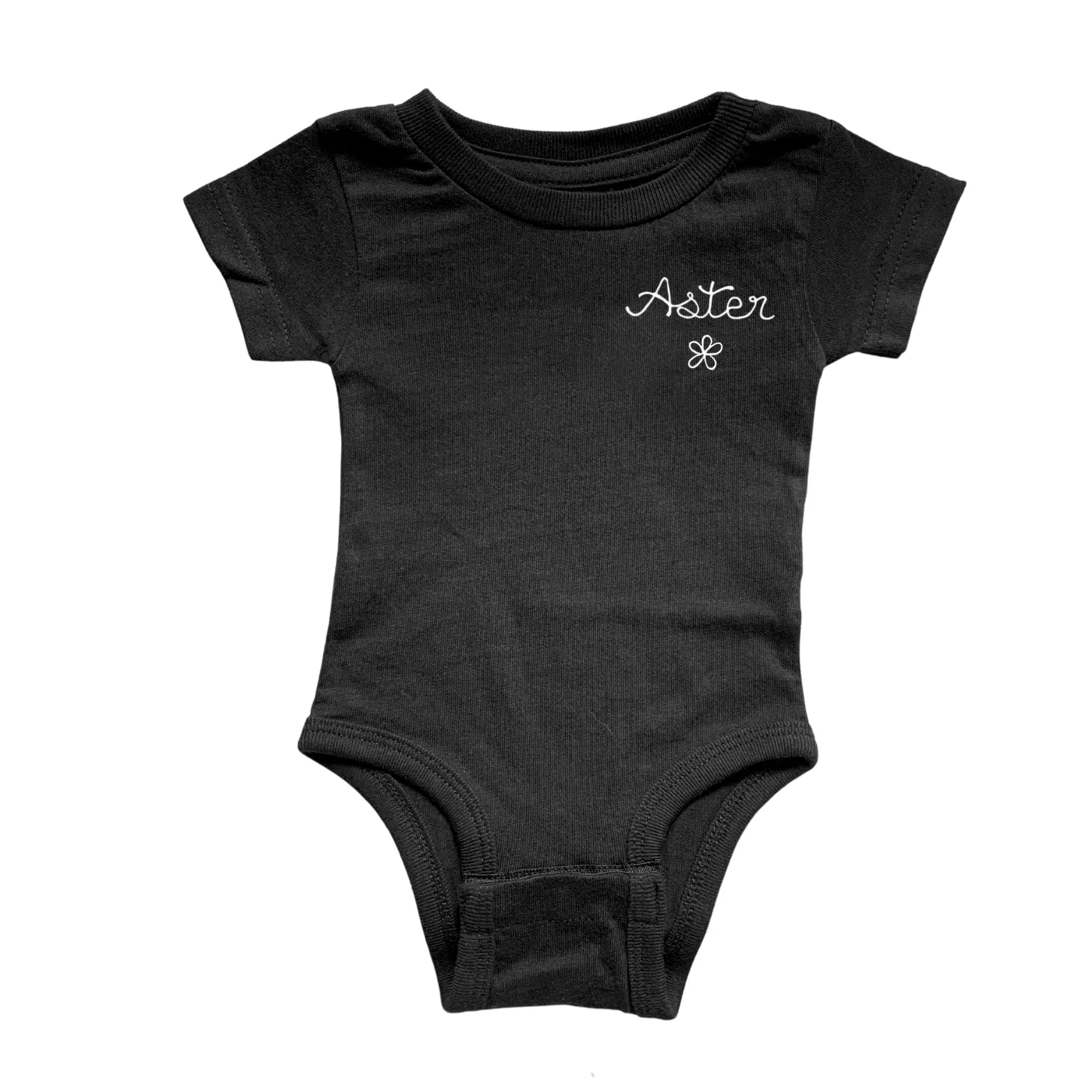 The Short Sleeve Chainstitch Baby Onesie - Black