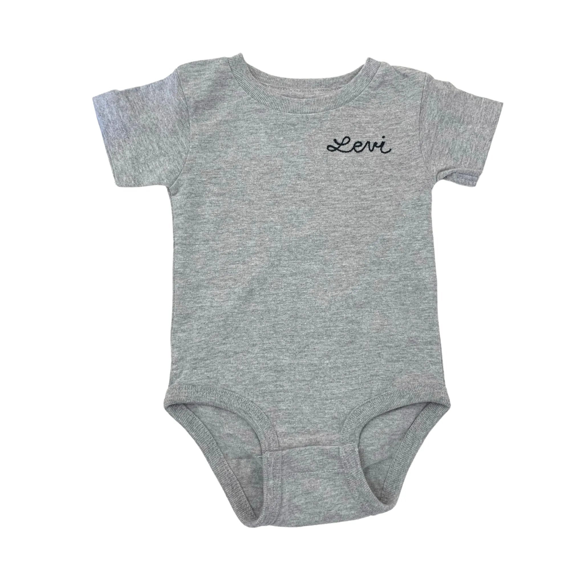 The Short Sleeve Chainstitch Baby Onesie - Gray