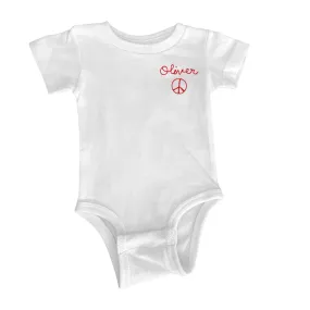 The Short Sleeve Chainstitch Baby Onesie - White