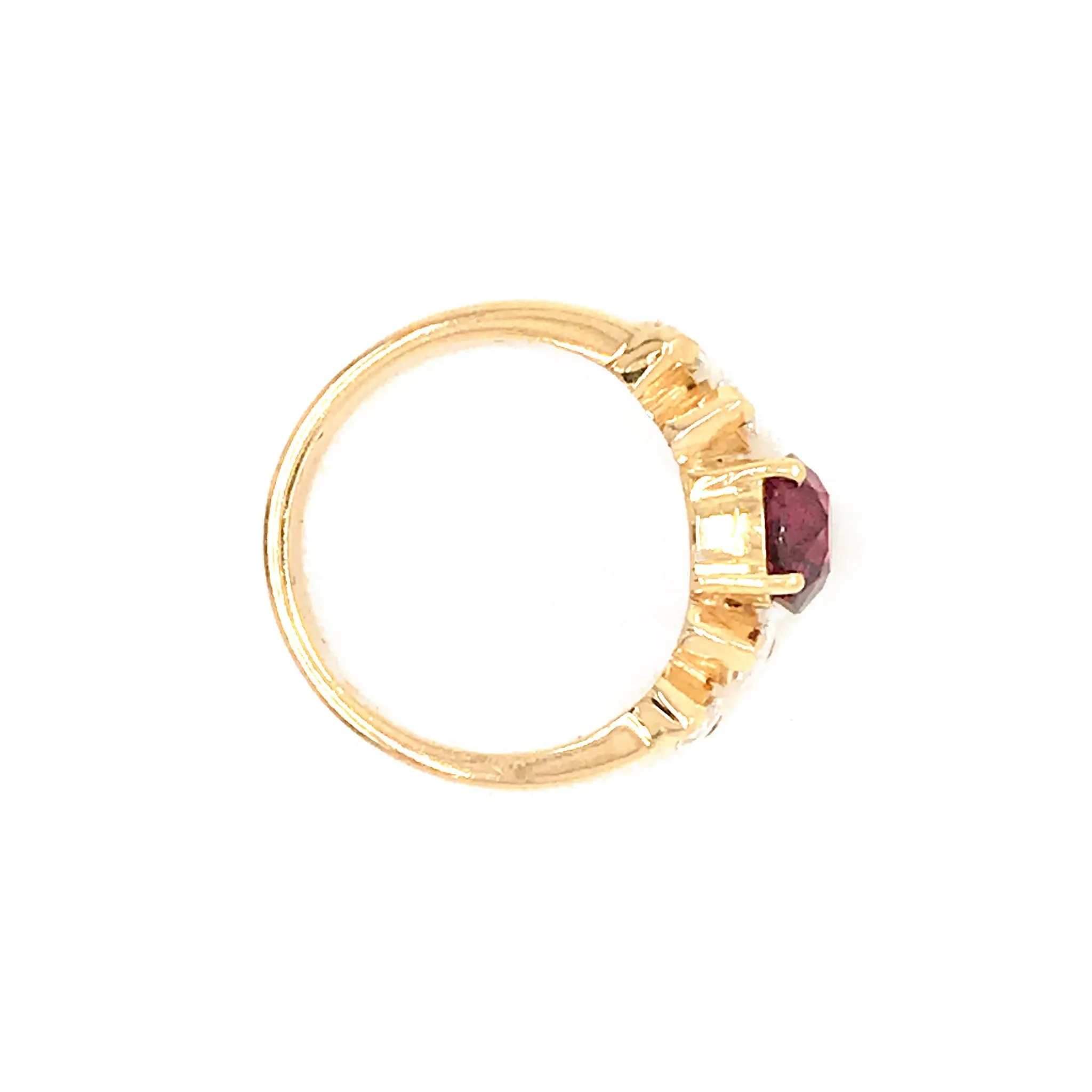 Unique 18k Yellow Gold Oval Ruby and Marquise Diamond Ring