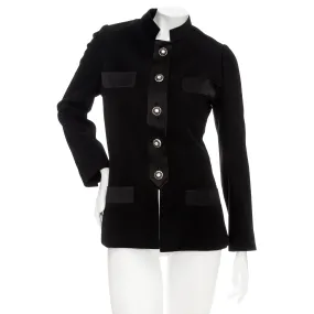 Vintage Black Wool-Blend Crystal Button Jacket