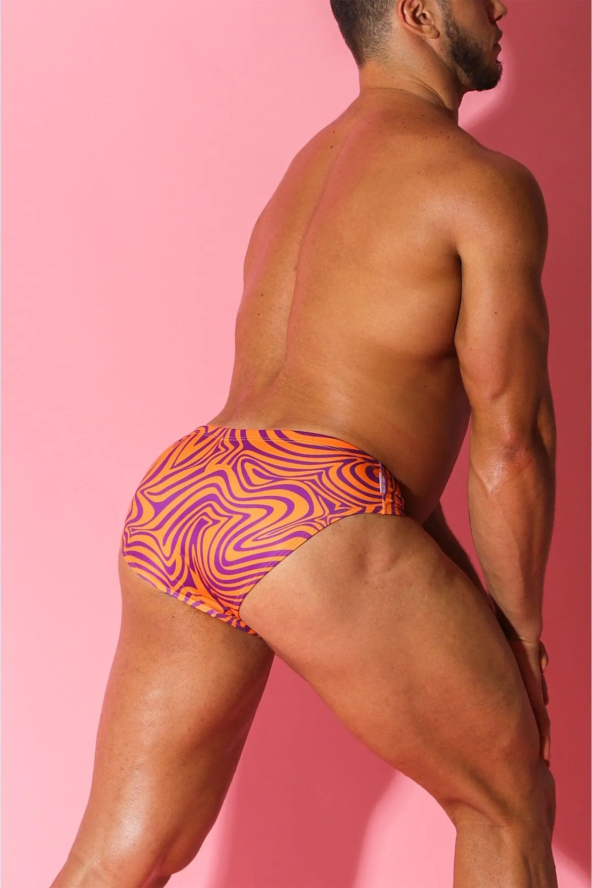 Wet N Wild Swim Briefs - Orange w/ Purple Swirls