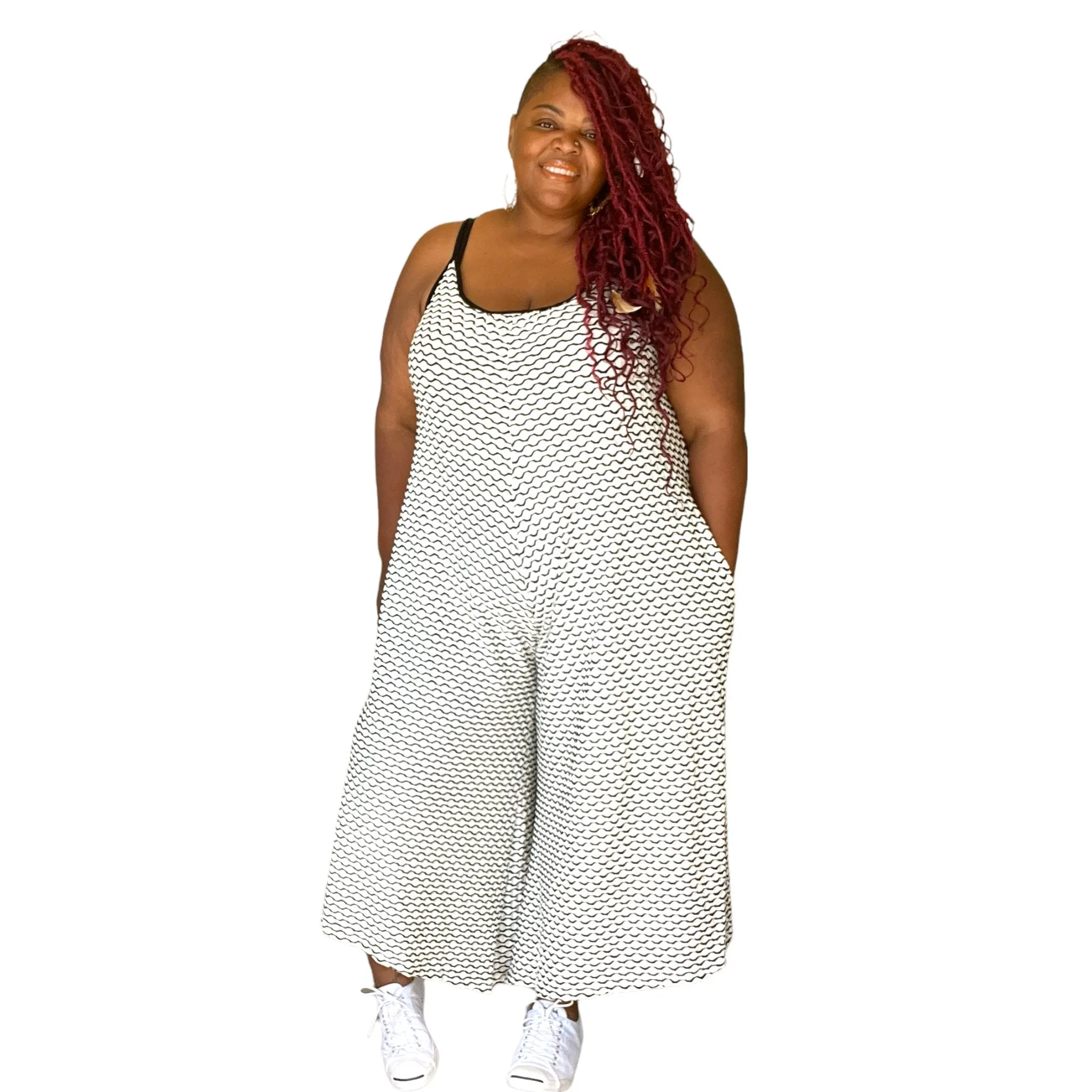 White Black Plus Size Wide Leg Jumpsuits