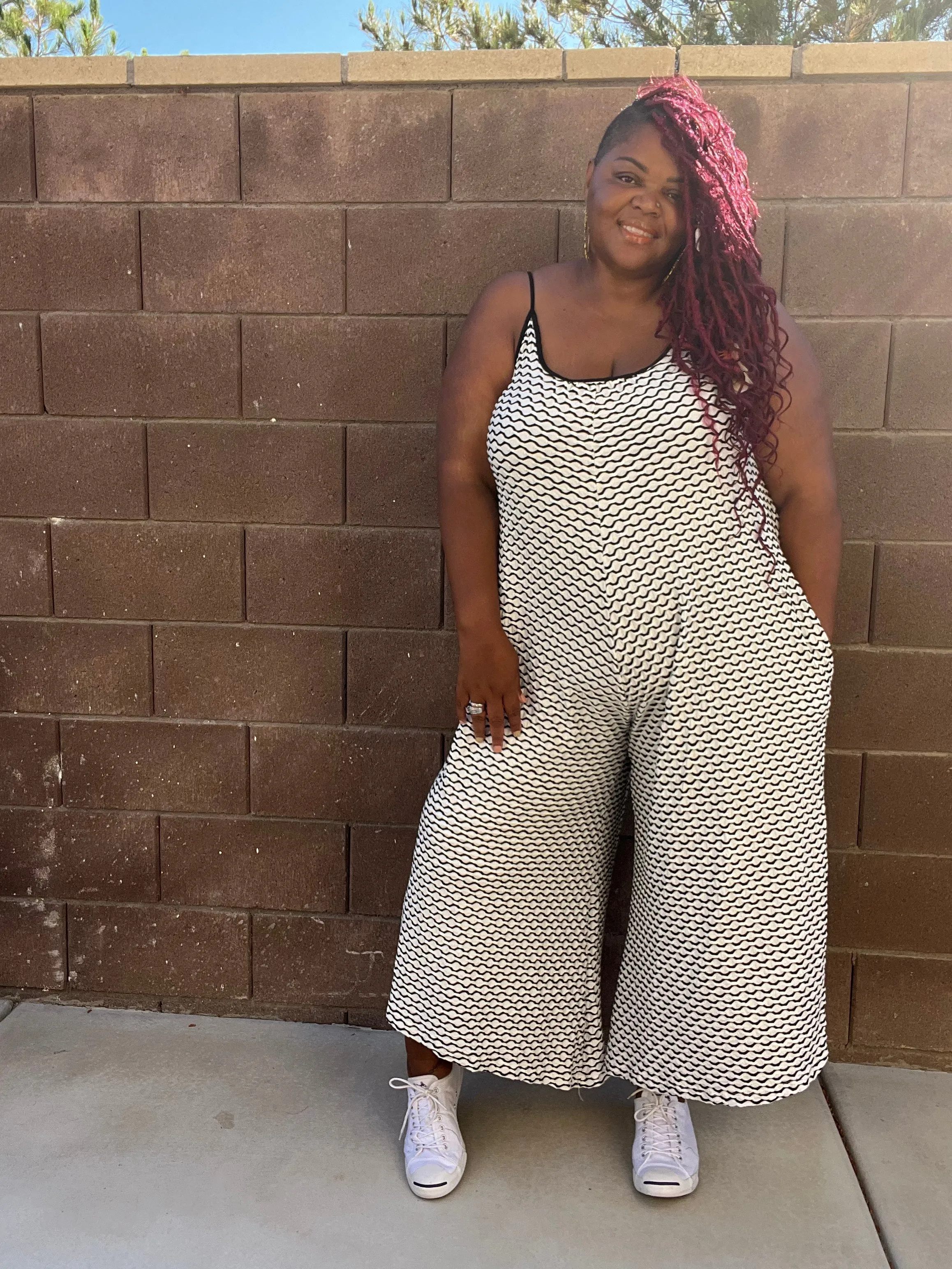 White Black Plus Size Wide Leg Jumpsuits