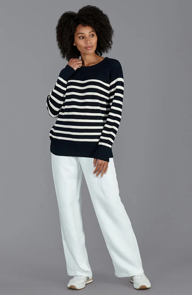 Womens Cotton Ribbed Breton Jumper